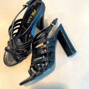 Prada block heeled sandals black 36.5